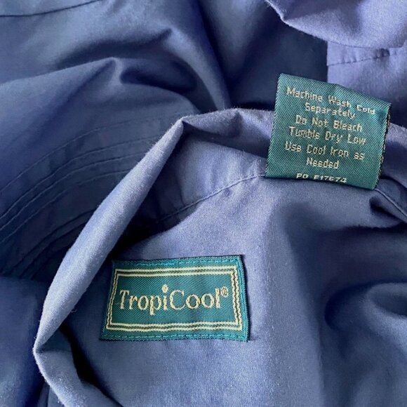Tropicool Blue Short Sleeve Shirt 4 Pockets Embroidered Mens Large - Picture 9 of 11